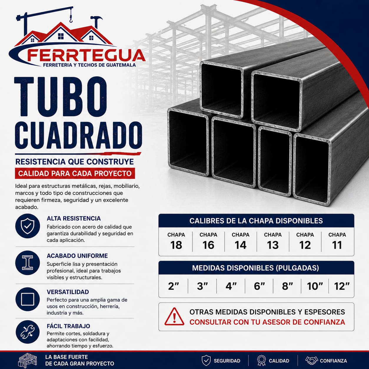 Tubo Negro Cuadrado